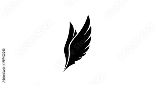 Elegant Black Angel Wings Silhouette on White Background