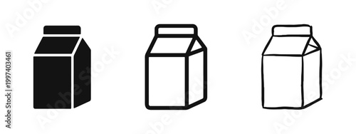 Milk Carton Dairy Package Product Icons Set