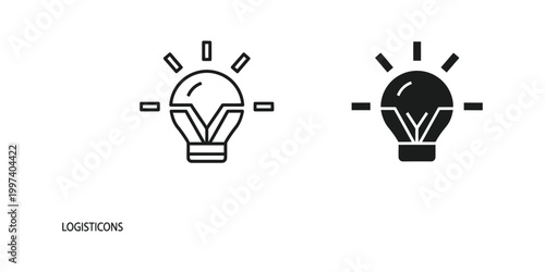 Comparison of illuminated and dark light bulb icons representing ideas or concepts