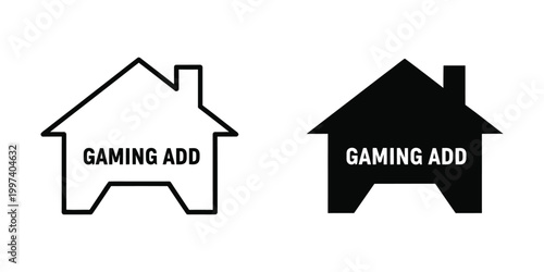 Contrast between a white outline and filled black house icon labeled gaming add