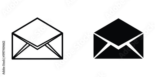 Contrasting envelope icons in open and closed states with differing color schemes
