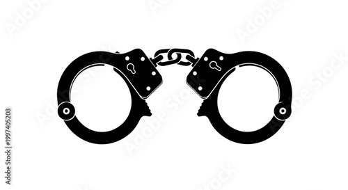 Black Handcuffs Silhouette Isolated on White Background