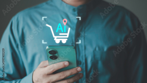 Obraz na plátně personalized recommendation, customer tracking, digital commerce optimization and mobile retail technology system