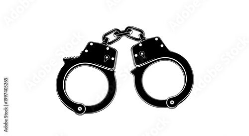 Black Handcuffs Silhouette Isolated on White Background