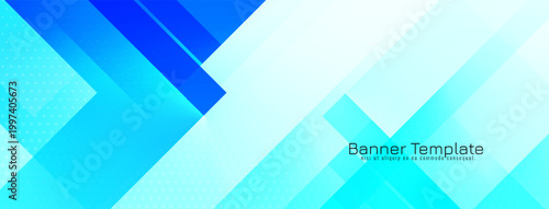 Abstract geometric shape trendy blue color banner design