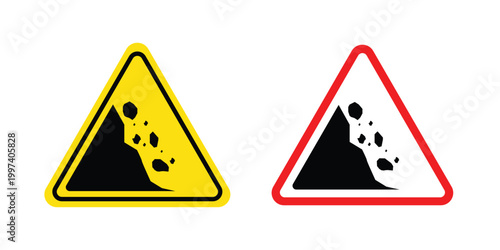 Falling rocks or debris warning road sign - vector illustration eps10