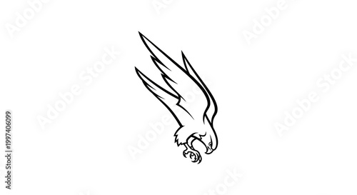 Stylized Falcon Dive Line Art Illustration