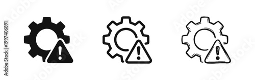 Technical Error and System Warning Icon Set, Maintenance Problem Symbols