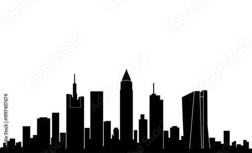 Frankfurt Financial District Skyline Silhouette with Skyscrapers