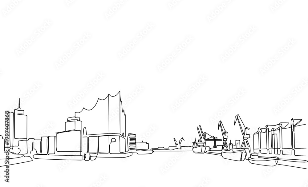 Obraz premium Hamburg Elbphilharmonie Monoline Art Minimalist Background