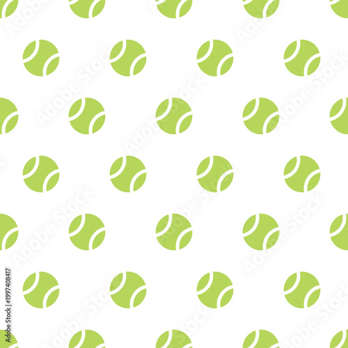 Vector seamless pattern with green tennis balls on a white background