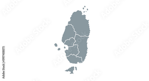 A simplified grey toned map outlines the island nation of saint lucia showcasing its geographical divisions high quality