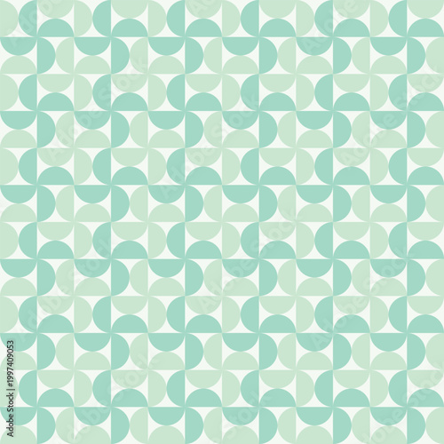 Vector seamless geometric pattern with green and turquoise quarter circles