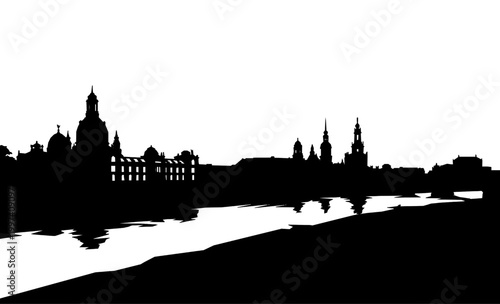 Dresden Skyline Silhouette with Frauenkirche Dome