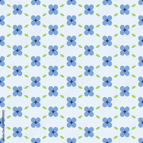 Vector seamless floral pattern with blue flowers on a light blue background