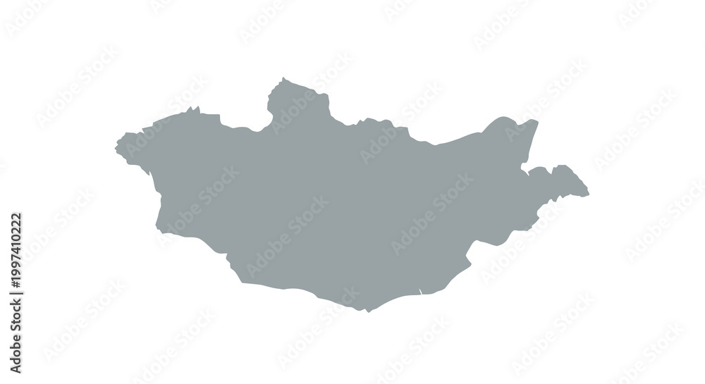 Fototapeta premium A monochromatic gray toned outline depicts the geographical shape of the nation of mongolia high quality professional detailed