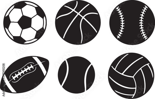 Black and white sports balls soccer ball basketball