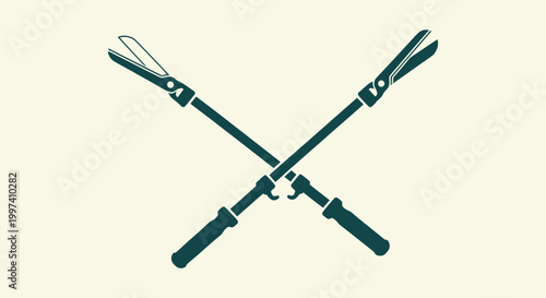 Long Handle Pruning Shears Icon for Garden Care and Professional Landscaping Service Maintenance.