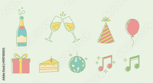 Celebration Icons Set - Festive Party Elements for Joyful Occasions