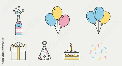 Celebration Icons Set - Festive Party Supplies and Decorations