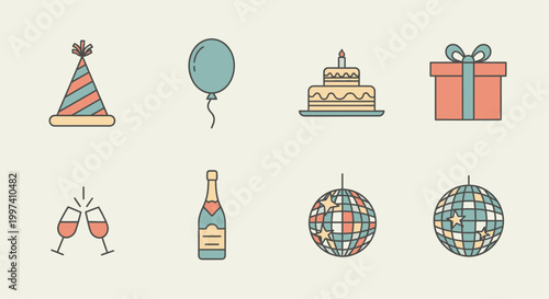 Celebration Icons Set - Party Supplies and Festive Decorations