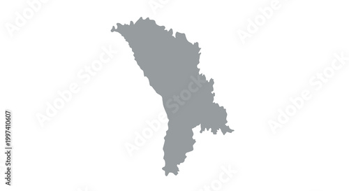 A grayscale silhouette depicting the geographical outline of the nation of moldova a landlocked country high quality professional
