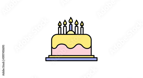 Celebration Cake with Candles, Festive Birthday Treat