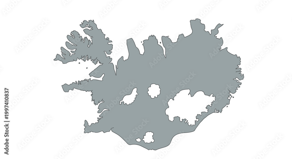 Obraz premium A grayscale outline depicts the geographical shape of iceland showcasing its coastlines and prominent landforms high quality professional
