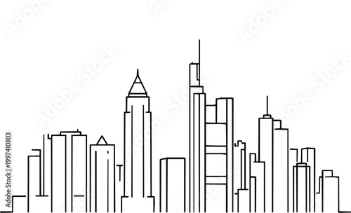 Frankfurt Modern City Skyline Monoline Art Background