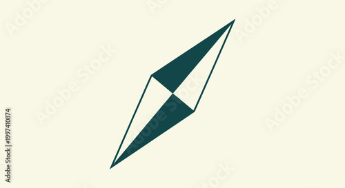 Minimalist Stylized Dark Green Compass Needle Graphic Design Element for Navigation and Interface