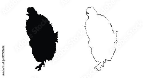 A stark visual comparison showcases saint lucia s silhouette in both filled black and empty white outlines