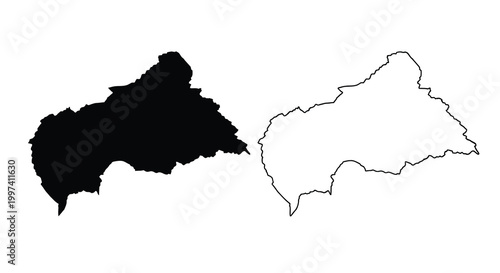 A stark black and white representation depicts a country s outline in contrasting forms mirroring its geographical shape