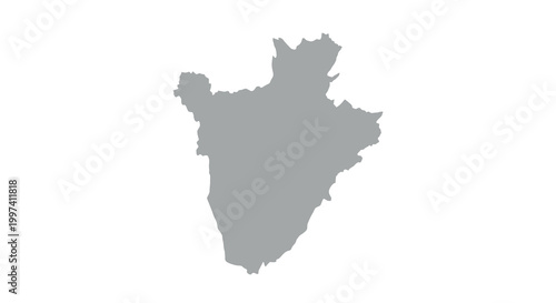 A grayscale silhouette depicts the geographical outline of burundi a landlocked east african nation high quality professional detailed