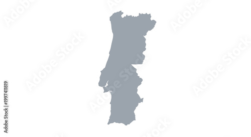 A grayscale outline depicts the geographical shape of portugal showcasing its mainland territory and coastline high quality professional