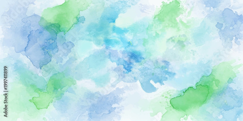Soft watercolor background in gentle shades of blue and green, evoking feelings of freshness and tranquility. It's a versatile design element. for website, background, branding