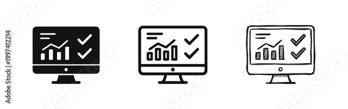 Business data analysis dashboard icons for monitoring performance and analytics