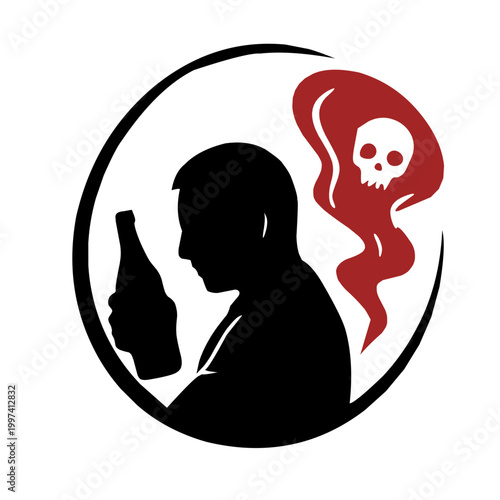 Alcohol Addiction and Deadly Habit Concept