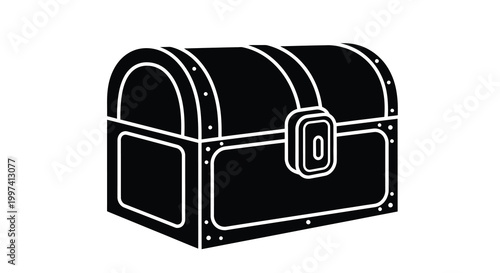 treasure chest silhouette on white background high quality