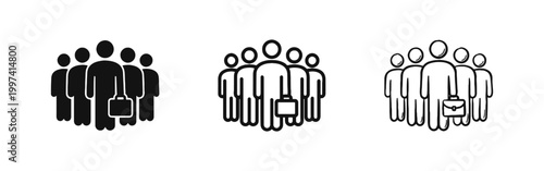 Professional Team Icon, Group of Business People with Briefcase, Corporate Workforce Symbol