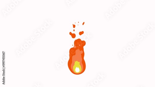 Simple burning cartoon anime fire looping animation on a white transparent background. 2D fire icon, looped cartoon fire torch, bonfire or big fire animation for motion graphic element