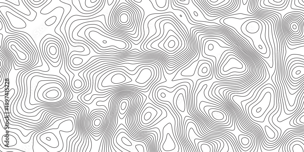 Fototapeta premium Abstract topographic contours map background. Topographic map and landscape terrain texture grid. Modern design with White background with topographic wavy pattern design. Black-white background.