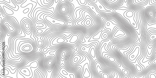 Abstract topographic contours map background. Topographic map and landscape terrain texture grid. Modern design with White background with topographic wavy pattern design. Black-white background.