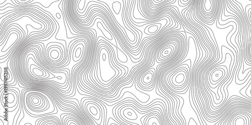 Abstract topographic contours map background. Topographic map and landscape terrain texture grid. Modern design with White background with topographic wavy pattern design. Black-white background.