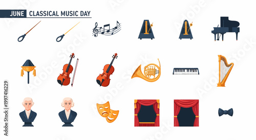 Classical Music Instruments and Symbols.