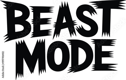 Beast Mode Text Design Aggressive Font Motivational Phrase Fitness and Sports Graphic Element