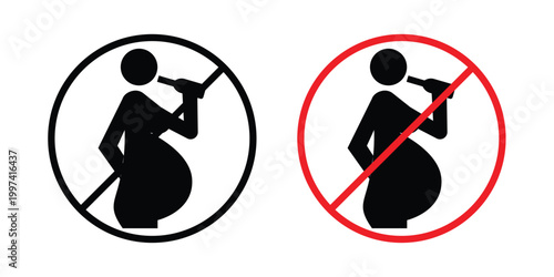 No alcohol during pregnancy period sign - vector illustration eps10