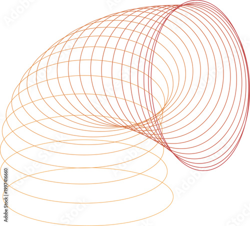 Intersecting Orange and Red Elliptical Swirls abstract