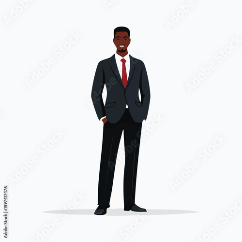 Smiling businessman with hands in pockets illustration formal wear business attire full body self confident business confident professional executive corporate illustration entrepreneur