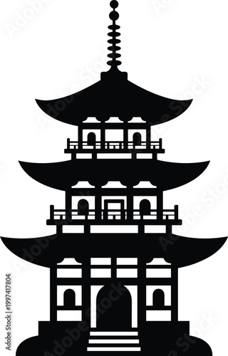 agoda Temple SVG - Japanese Architecture Asian Landmark Zen Decor Travel Icon Printable Cut File,
