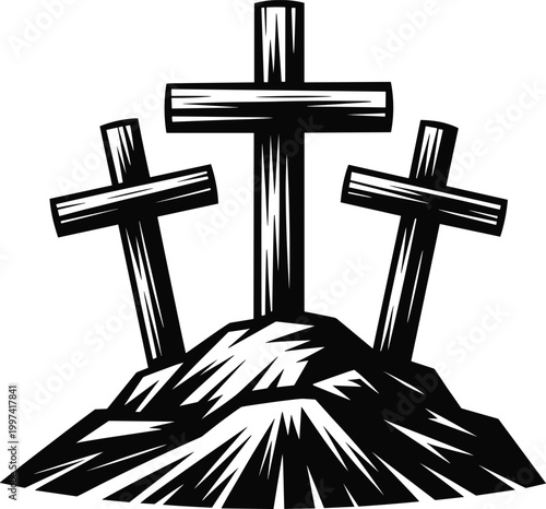Three Crosses SVG - Religious Easter Resurrection Faith Jesus Calvary Printable Cut File Art